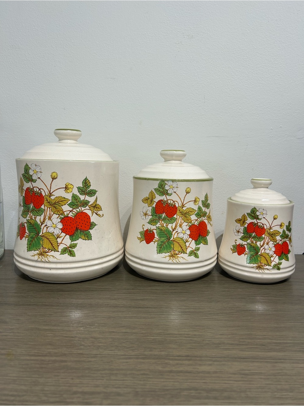 Vintage Strawberry Fields Canisters Set Of 3 Japan